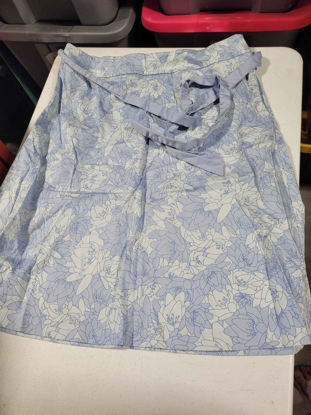 Apostrophe Light Blue and White Floral A-Line Wrap Skirt